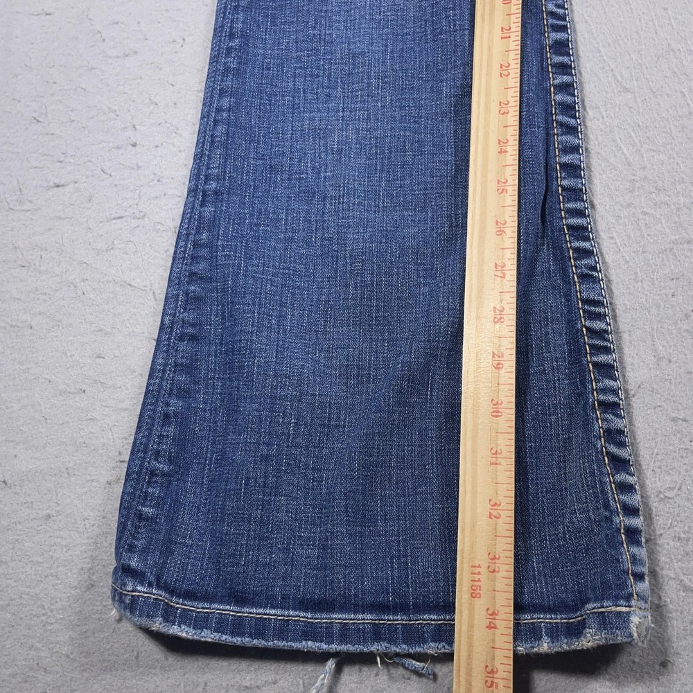 BKE Star Flare Jeans Womens 32x35.5 Blue Distressed Denim Bootcut Low Rise‎ - Picture 3 of 13